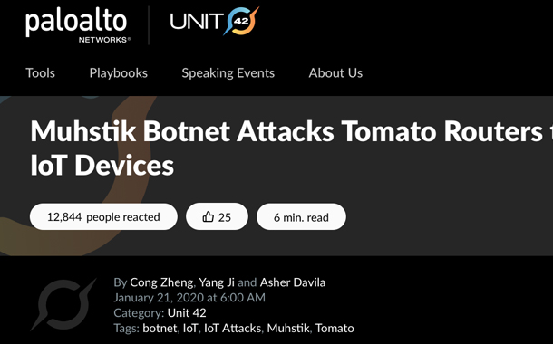 Unit 42 discovers botnet that threatens routers using open source Tomato firmware