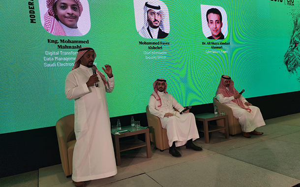 (Left to Right) Eng. Mohammed Mahnashi, Digital Transformation and Data Management Advisor, Saudi Electronic University; Mohammed Fayez Alshehri, Chief Information Security Officer, Al Amthal Financing and Dr Ali Shaya Almdaoi Alasmari, Cyber Security Expert