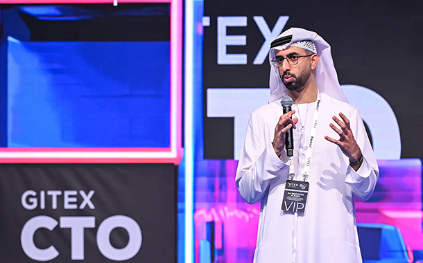 His Excellency Omar Sultan Al Olama, UAE Minister of State for Artificial Intelligence speaking at the inaugural GITEX CTO World Congress